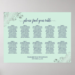 10 Tisch Hochzeitskarte Minze Green & Navy Poster
