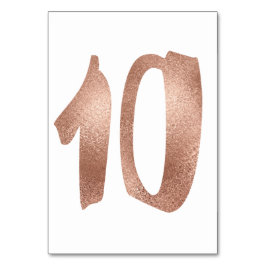 10 Tischnummern Weißes Metallisches Rosa Gold
