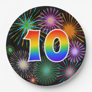 10. Veranstaltung - Spaß, farbig, kühl, Regenbogen Pappteller