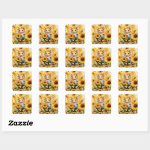 10 von 17 Sonnenblumengarten Miceville Quadratischer Aufkleber