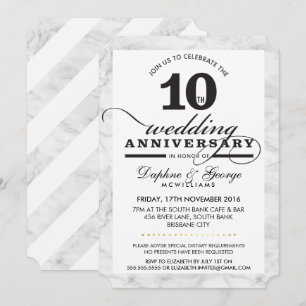 10. WEDDING ANNIVERSARY stilvolle graue Marmor sch Einladung