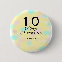 10 wedding anniversary yellow pastel name retro bo button