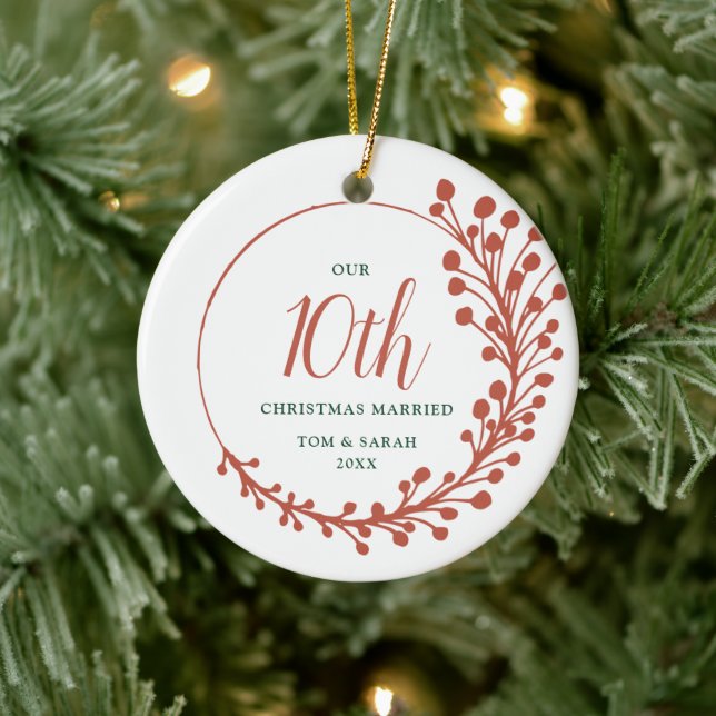 10. Weihnachten Verheirateter Personalisierter Hec Keramik Ornament (Baum)