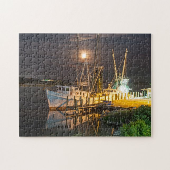 10" x 14" puzzle de bateau de crevette (Horizontal)