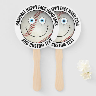 10 x Custom Baseball Party BLAUE EYES Happy Face Fächer
