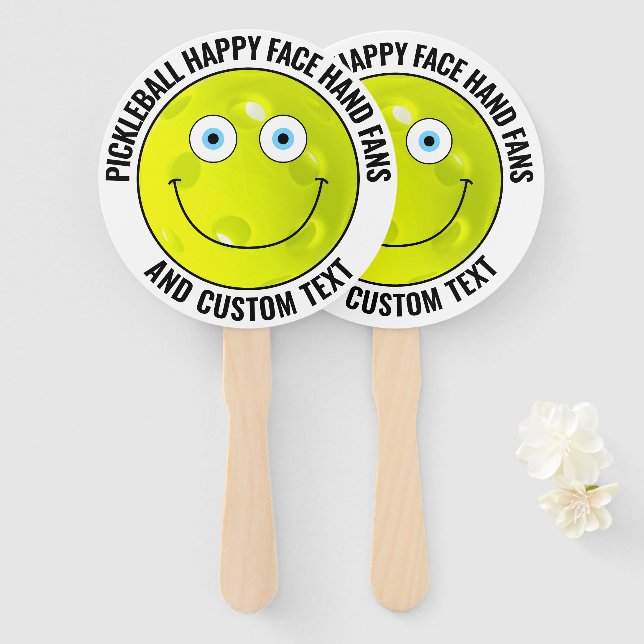 10 x Custom Pickleball Party BLUE EYES Happy Face Fächer (Vorne und Hinten)
