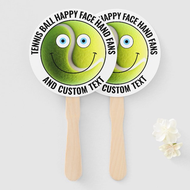 10 x Custom Tennis Party BLUE EYES Happy Face Fächer (Vorne und Hinten)