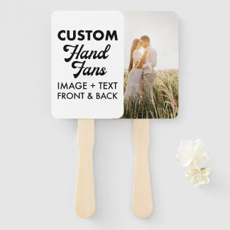 10 x Ecru Rectangle Custom Wedding Hand Fans Fächer