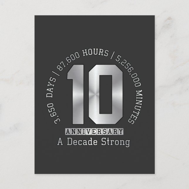 10 Year Anniversary Milestone - A Decade Strong  Postkarte (Vorderseite)