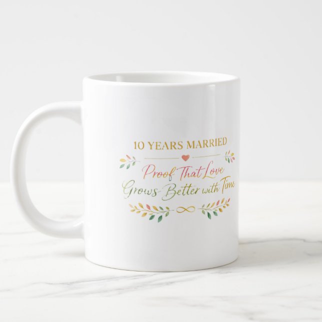 10 Years Married Elegant Anniversary Mug Gift Jumbo-Tasse (Links)