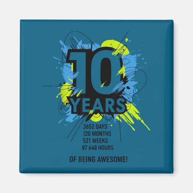 10 Years Of Being Awesome 10th Birthday Girl Boy D Magnet (Vorne)