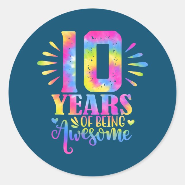 10 Years Of Being Awesome 10th Birthday Girl  Runder Aufkleber (Vorderseite)