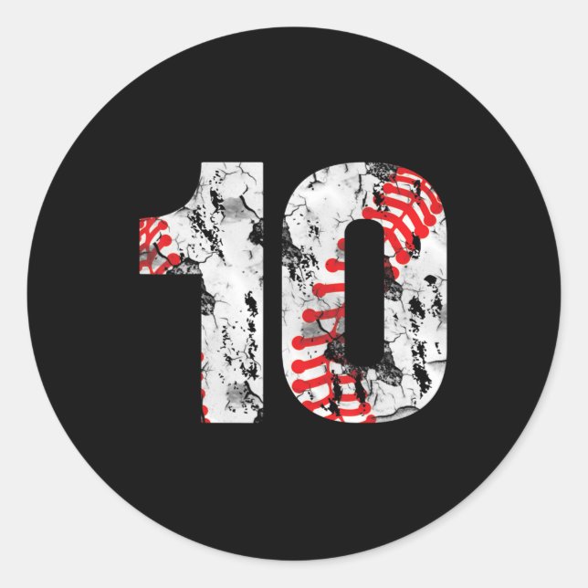 10 Years Old Gifts Number 10 Baseball 10th Birthda Runder Aufkleber (Vorderseite)