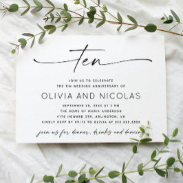 10. Zehn-Hochzeitstag | Minimalistisches Foto Einladung