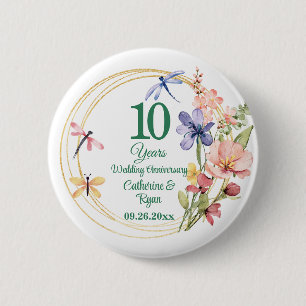 10. Zinnene Hochzeitsjubiläum Goldrahmen Floral Button
