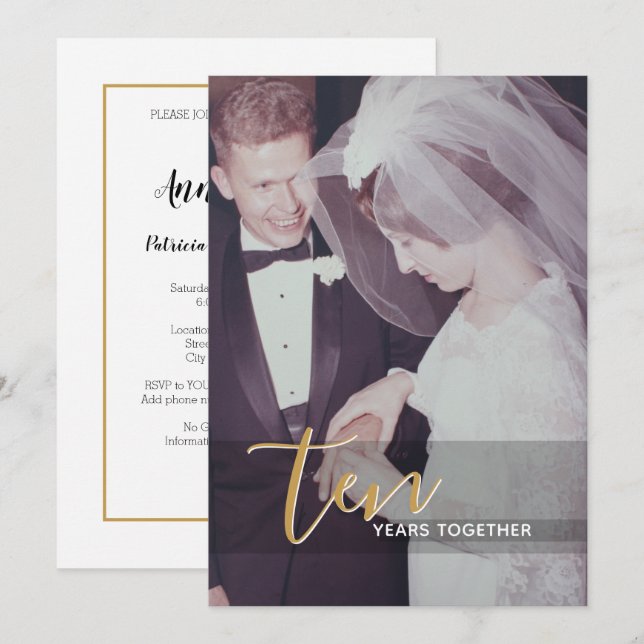 10e anniversaire de mariage & invitation photo (Devant / Derrière)