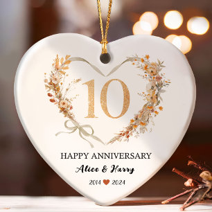 10e anniversaire du Mariage Gold Hearts Couple Pho