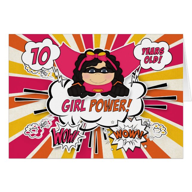 10e anniversaire Filles Super Enfants Rose Comic B (Devant horizontal)
