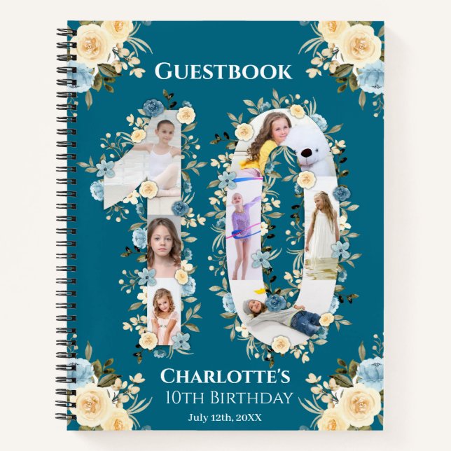 10e anniversaire Fleur Turquoise Photo Jaune Livre (Devant)