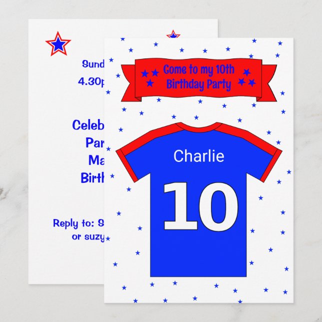 10e anniversaire invitation personnalisée de fête (Devant / Derrière)
