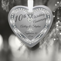 10e anniversaire Mariage garde diamants d'argent