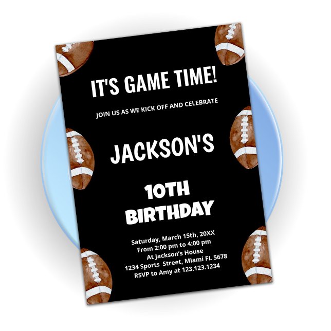 10ème Black Football Invitations d'anniversaire (Créateur téléchargé)