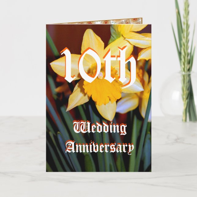 10ème carte d'anniversaire de mariage - jonquille (Devant)