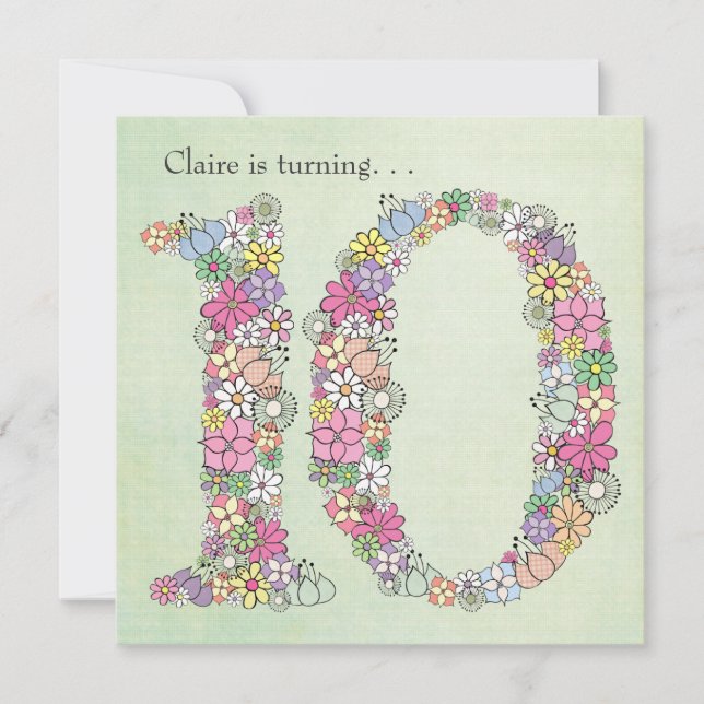 10ème Dixième Filles Anniversaire Fête Invitation  (Devant)