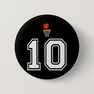 10er Basketball-Stil Vintage Weiß Premium Button