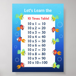 10er-Reihe Poster für Kinder | Ozean-Mathematik