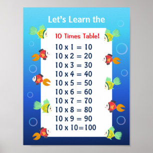 10er-Reihe Poster für Kinder Ozean-Mathematik