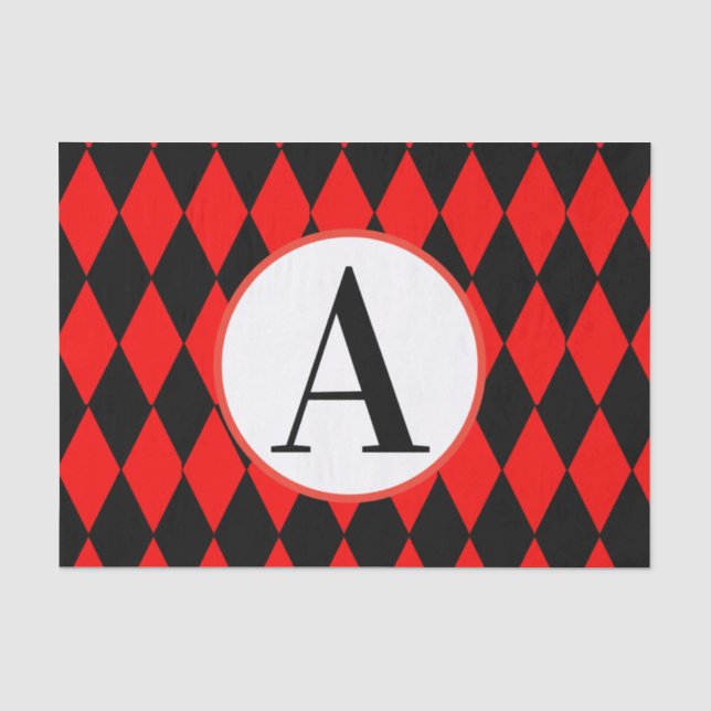 10lb Tissue Paper, RED & BLACK HARLEQUIN Seidenpapier (Vorderseite)