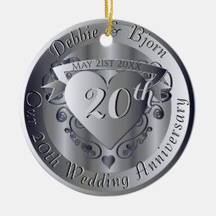 10th,20th,25th,70th Medallion Wedding Anniversary Keramik Ornament