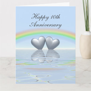 10th Anniversary Tin Hearts Karte