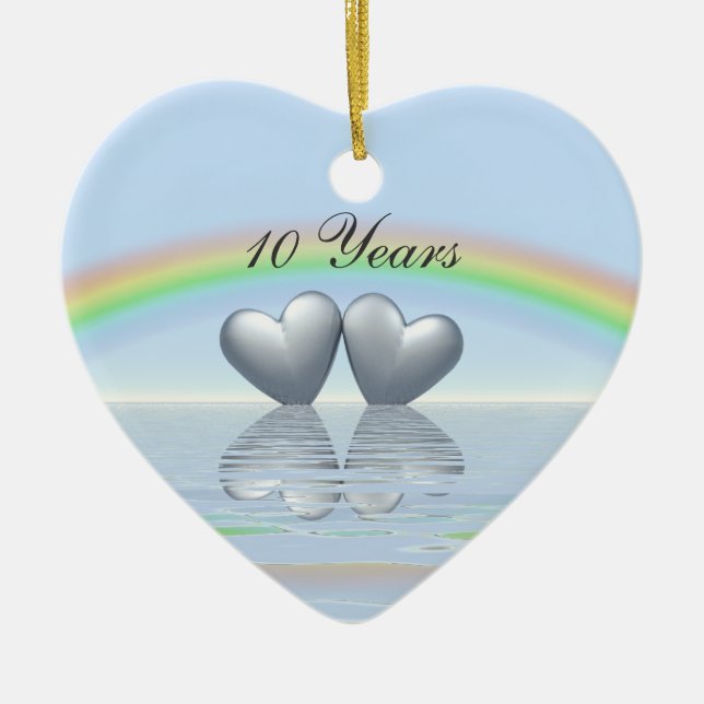 10th Anniversary Tin Hearts Keramik Ornament (Vorne)