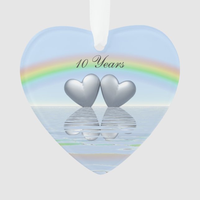 10th Anniversary Tin Hearts Ornament (Vorderseite)