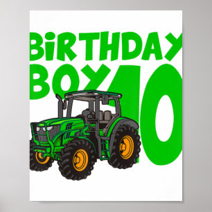10th Birthday Boy Tractor Farm 10 Year Old Birthda Poster