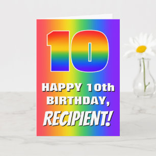 10th Birthday: Colorful, Fun Rainbow Pattern # 10 Karte