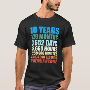 10Th Birthday Gift Boy 10 Years Being Awesome T-Shirt