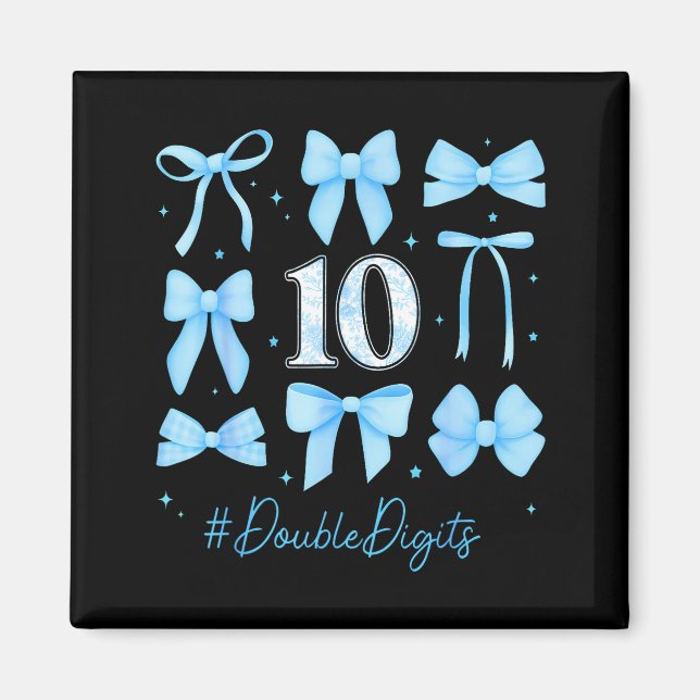 10th Birthday Girl Blue Coquette Bow 10 Year Old A Magnet (Vorne)