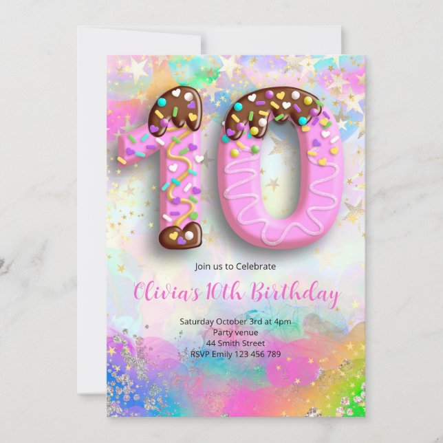 10th Birthday Girls Invitation (Devant)