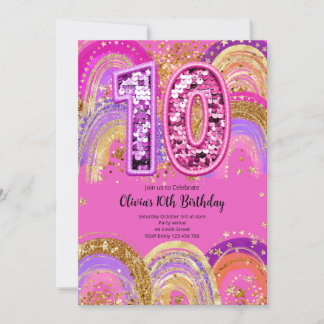 10th Birthday Girls Invitation