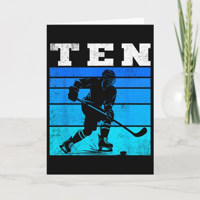 10th Birthday Ice Hockey Boys Ten Hockey Birthday  Karte (Vorderseite)