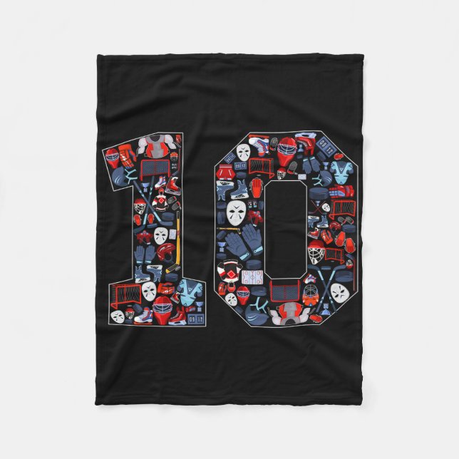 10th Birthday Ice Hockey Themed 10 Year Old Party  Fleecedecke (Vorderseite)