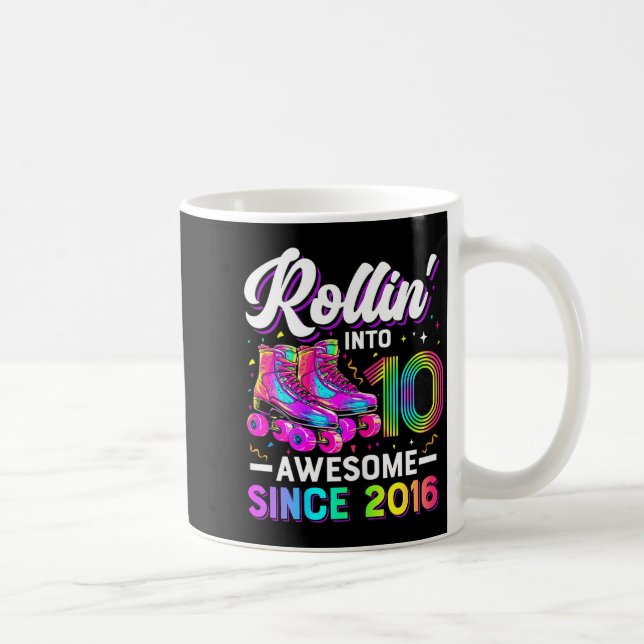 10th Birthday Shirt Girl 10 Year Old Roller Skate  Kaffeetasse (Rechts)
