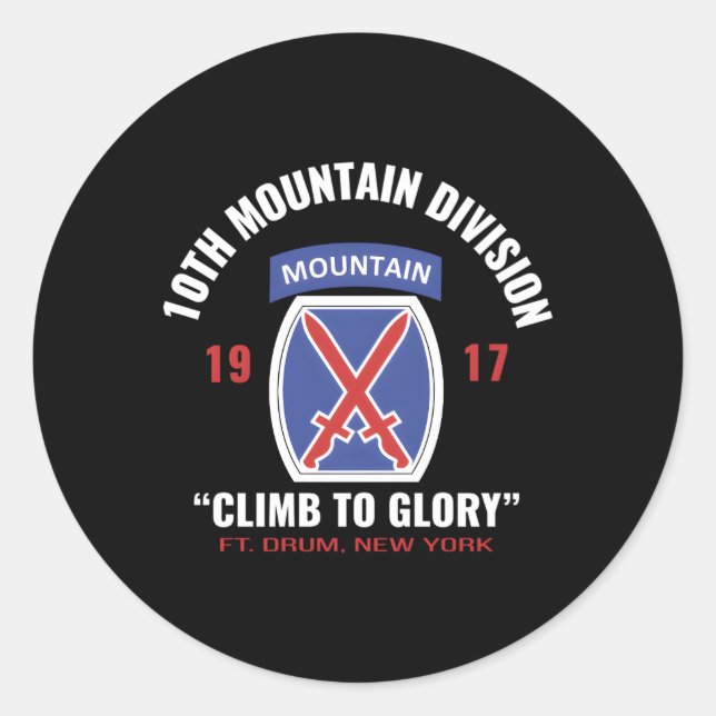 10th MTN Div Climb to Glory Runder Aufkleber (Vorderseite)