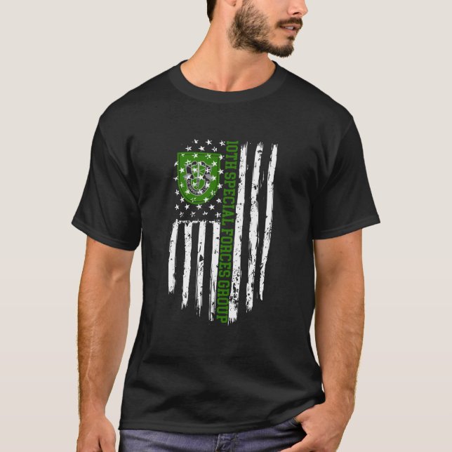 10th Special Forces Group 10th Sfg American Flag T-Shirt (Vorderseite)