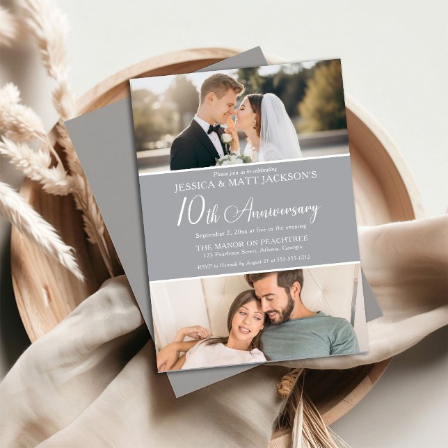 10th Wedding Anniversary Celebration Then and Now  Einladung (Von Creator hochgeladen)