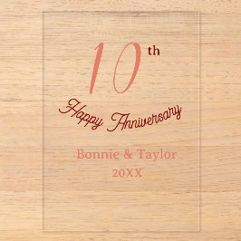 10th wedding anniversary peach pastel name retro b acryleinladungen
