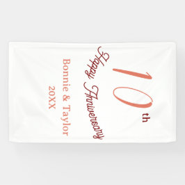 10th wedding anniversary peach pastel name retro b banner